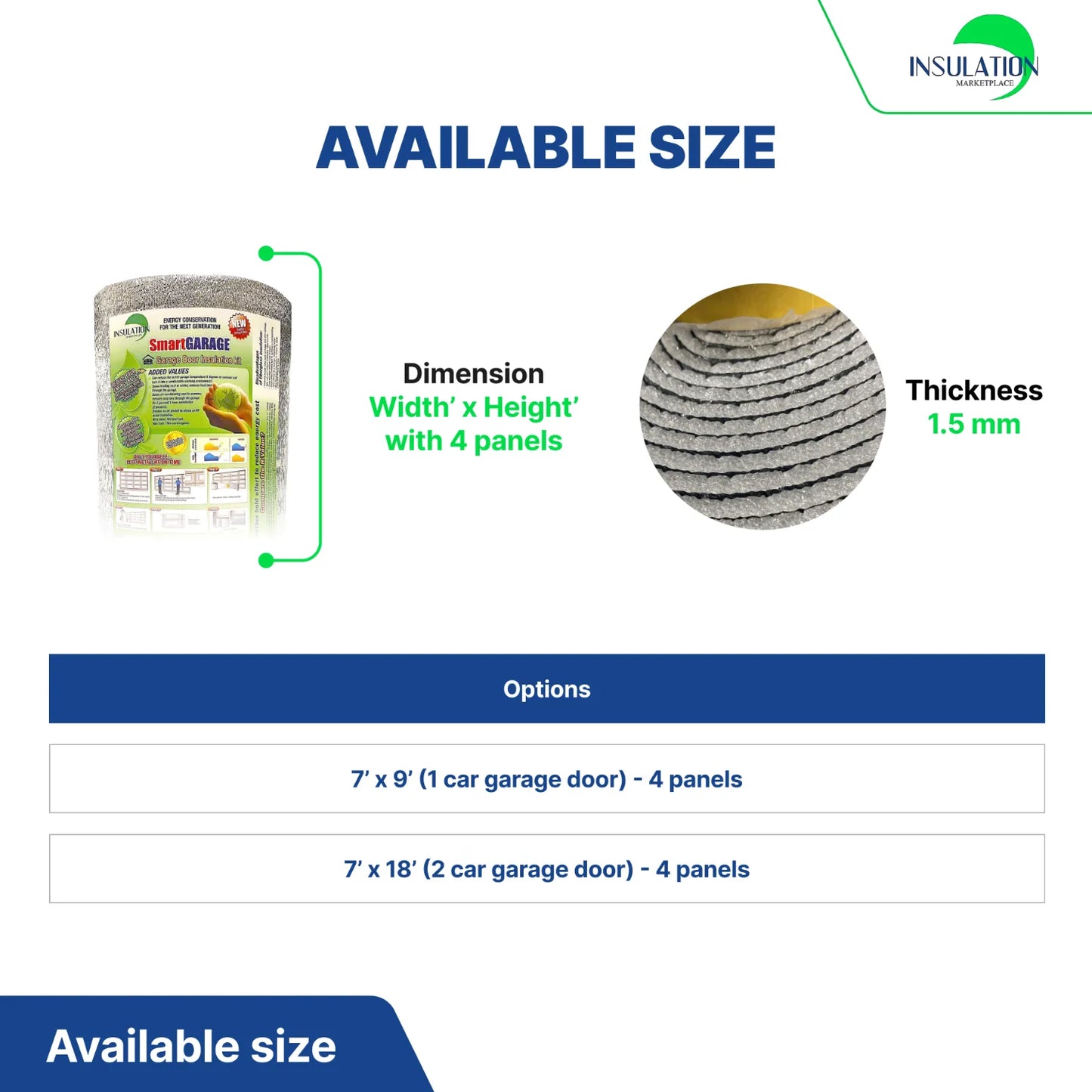 SmartGARAGE - Reflective Garage Door Insulation Kit - R-8 size