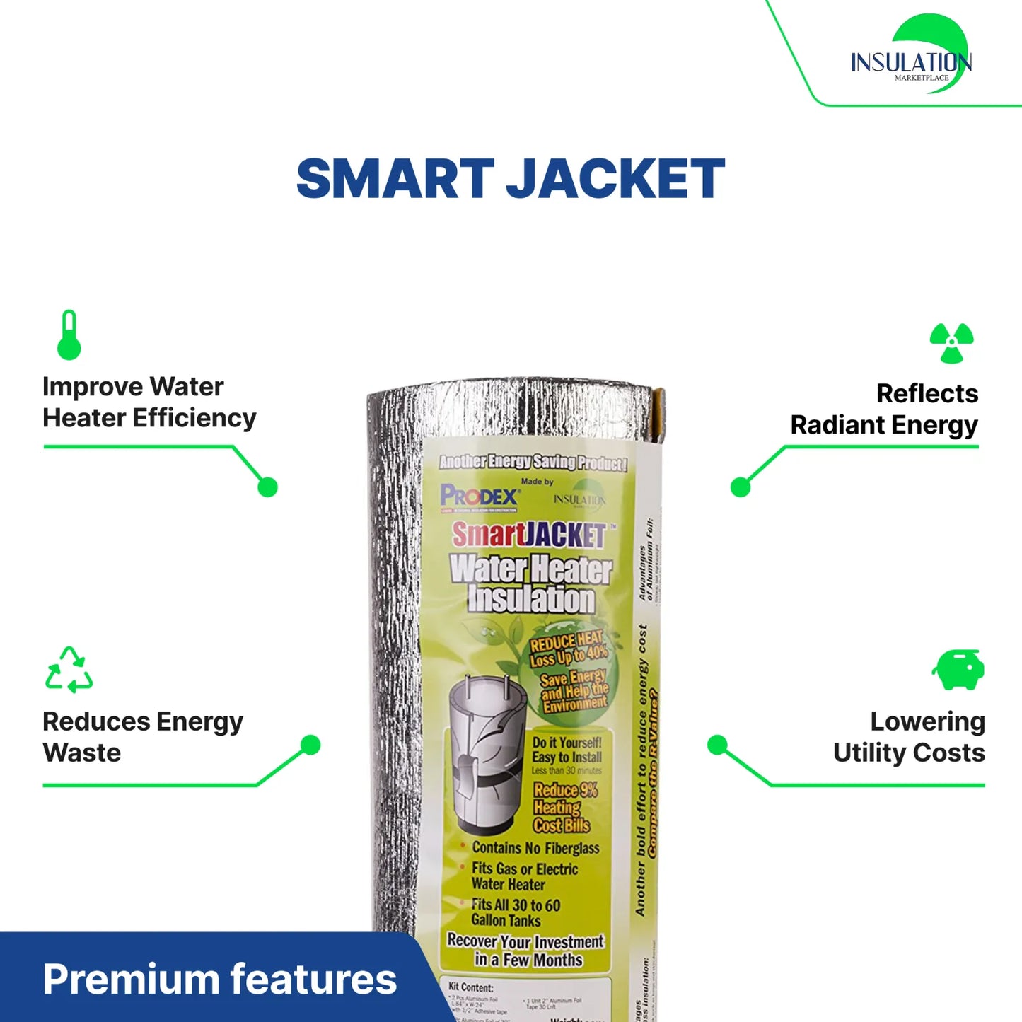 SmartJACKET- WATER HEATER INSULATION BLANKET R-7.1 specification