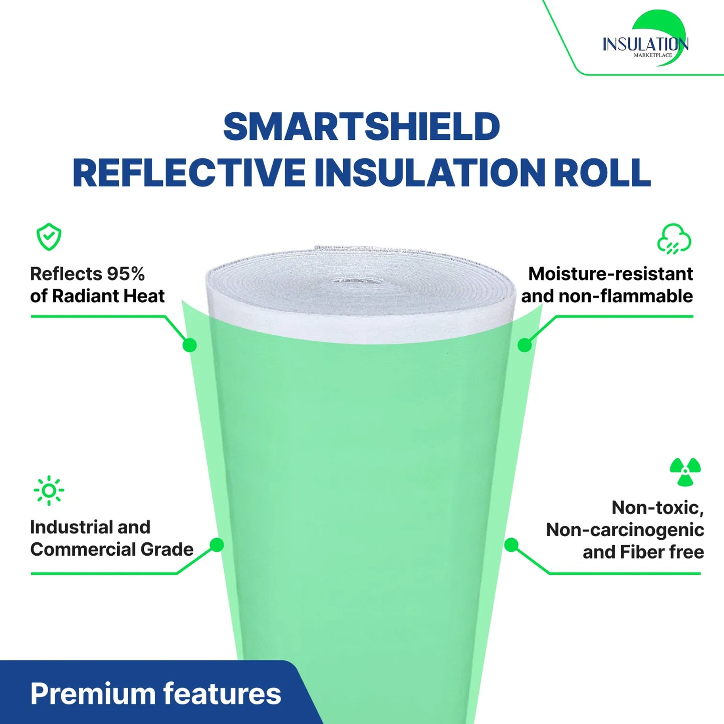 SmartSHIELD - 5mm Reflective Insulation Roll, Foam Core Radiant Barrier, Thermal Foil Insulation - WHITE FILM specification