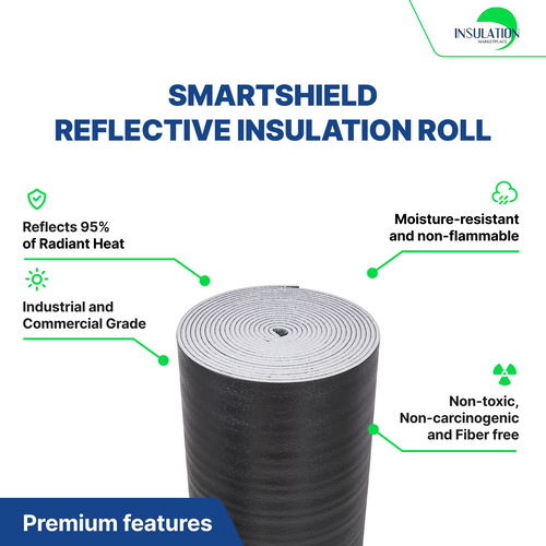 SmartSHIELD - 10mm R-20 Reflective Foam Core Insulation Roll - Black  Foil