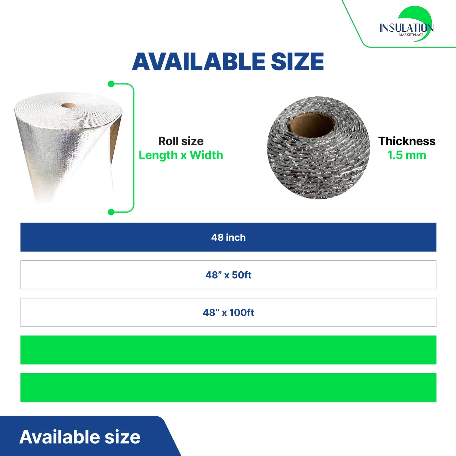 SmartBUBBLE - Single Bubble Reflective Insulation -
Reflective / Reflective size
