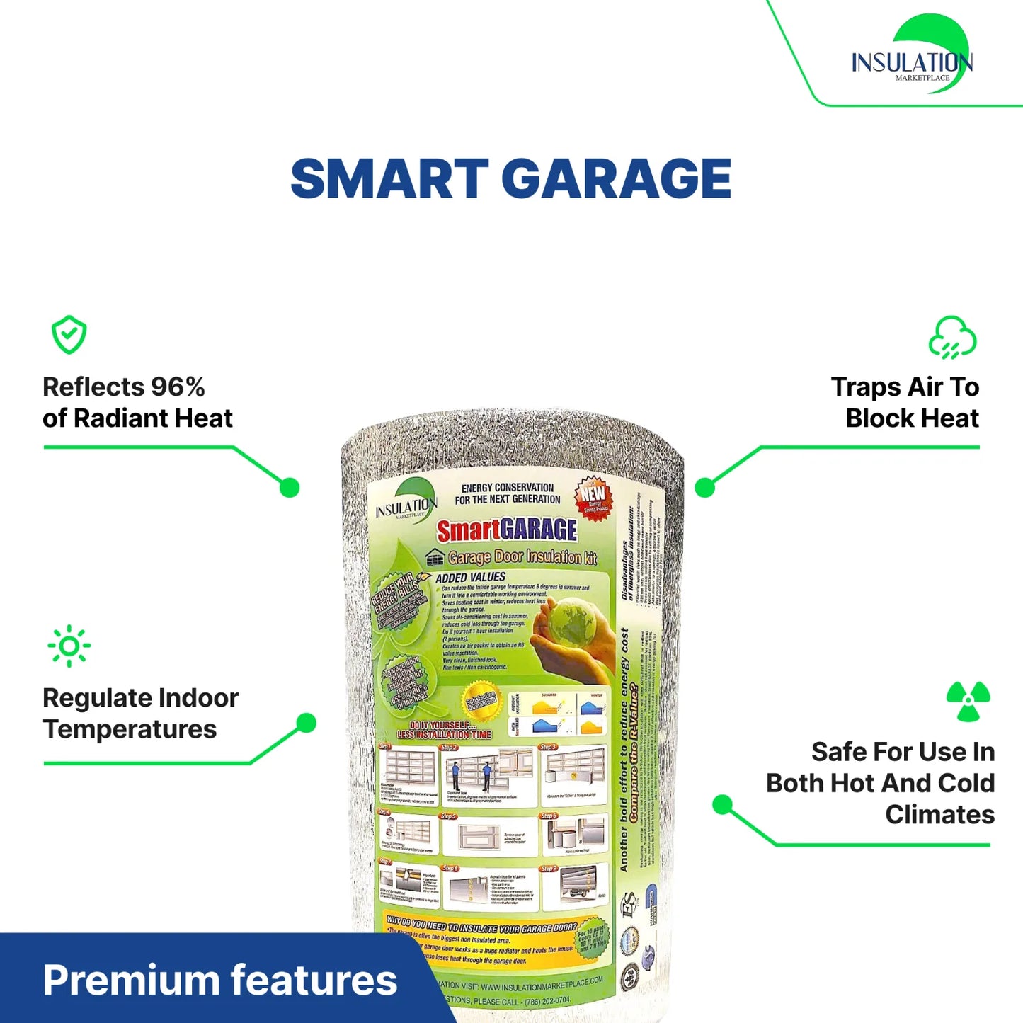 SmartGARAGE - Reflective Garage Door Insulation Kit - R-8 specification
