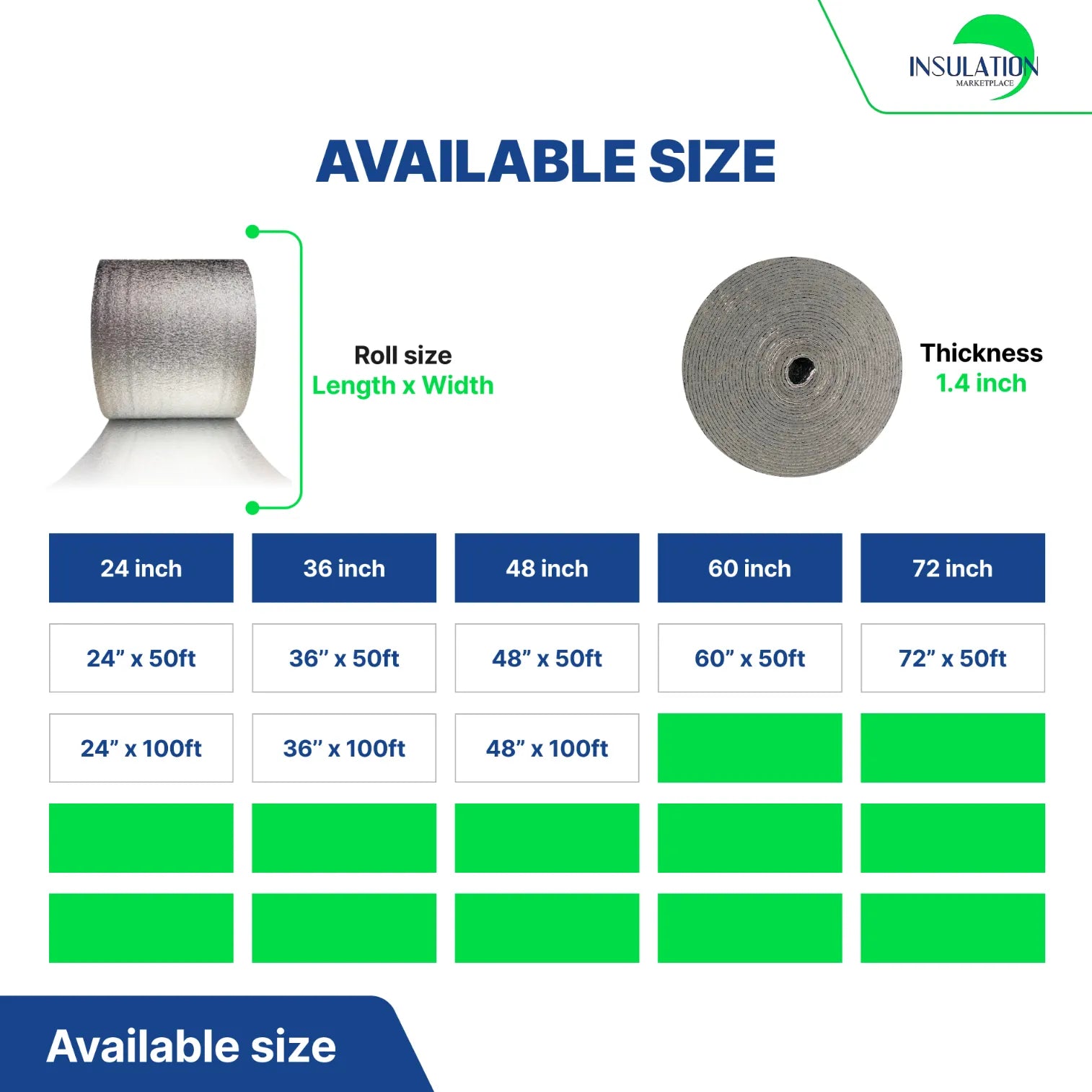 SmartSHIELD - 1/4in Premium Foam Core Reflective Insulation Roll, White Film/Engineered Foil - Made in USA - WHITE FILM size