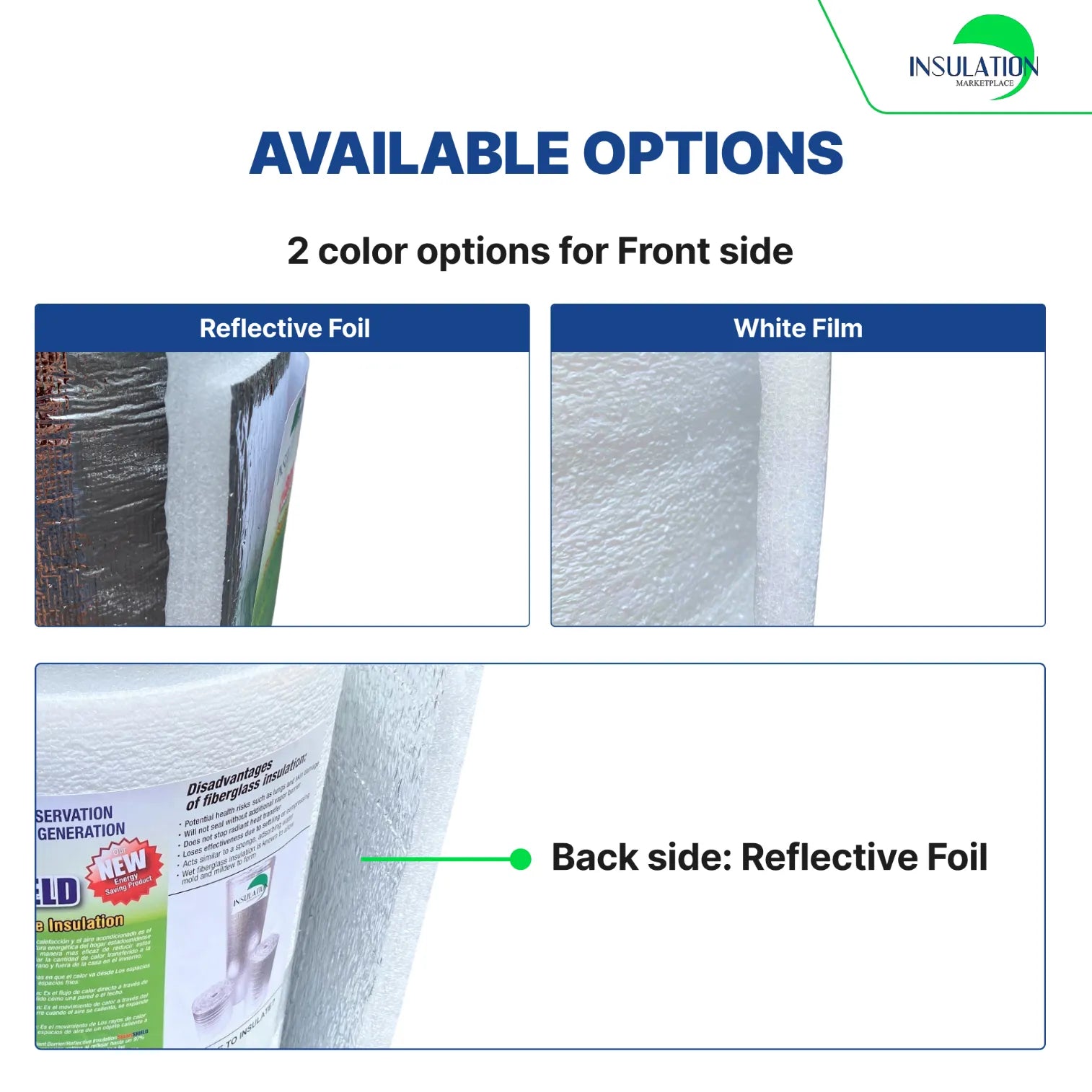 SmartSHIELD -20mm Reflective Insulation Roll, Foam Core Radiant Barrier, Thermal Foil Insulation Panel - 0.8 Inch Thickness, R-18 - White Film/Engineered Foil available option