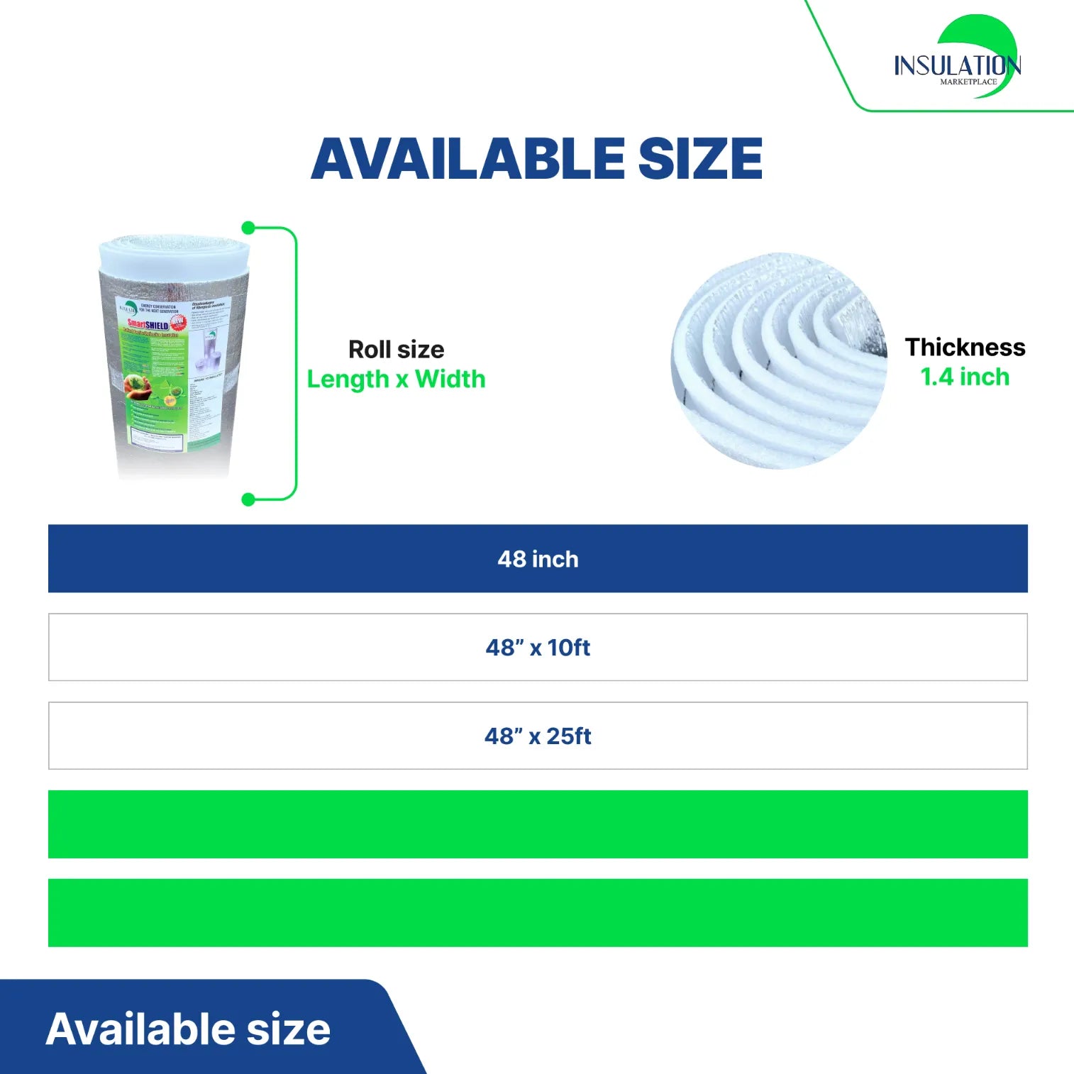 SmartSHIELD - 20mm Reflective Insulation Roll, Foam Core Radiant Barrier, Thermal Foil Insulation Panel - 0.8 Inch Thickness R-23 size 