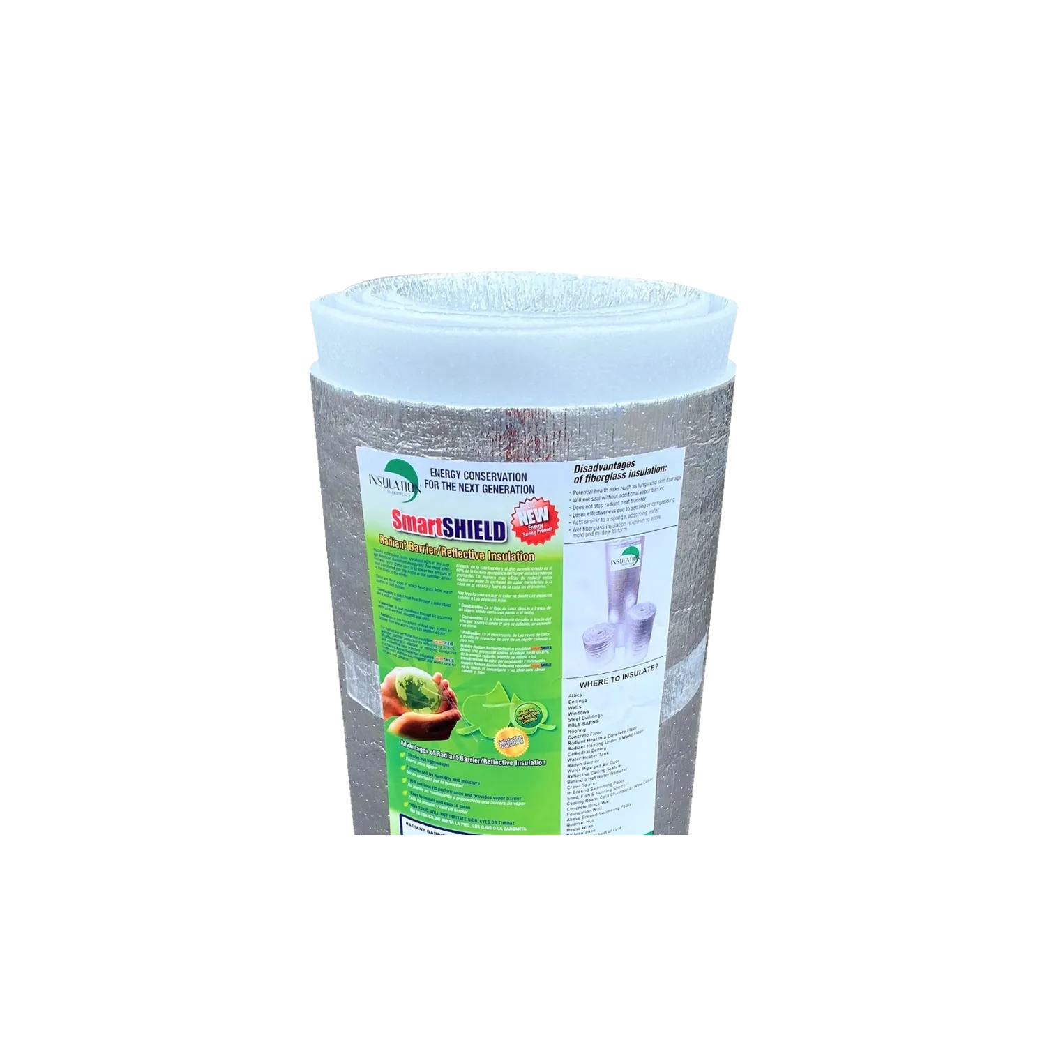 SmartSHIELD - 20mm Reflective Insulation Roll, Foam Core Radiant Barrier, Thermal Foil Insulation Panel - 0.8 Inch Thickness R-23 thumbnail 