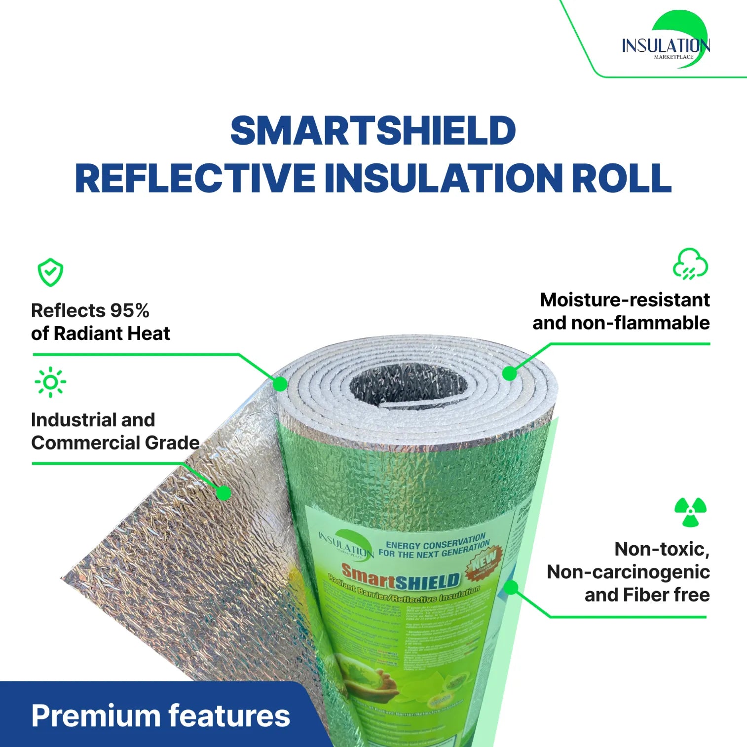 SmartSHIELD - 3mm Reflective Insulation roll, Foam Core Radiant Barrier, Commercial Grade - Engineered Foil on both side specification