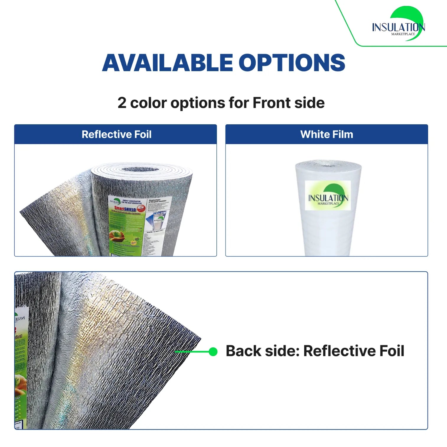 SmartSHIELD - 3mm Reflective Insulation roll, Foam Core Radiant Barrier, Commercial Grade - WHITE FILM / ENGINEERED FOIL available option
