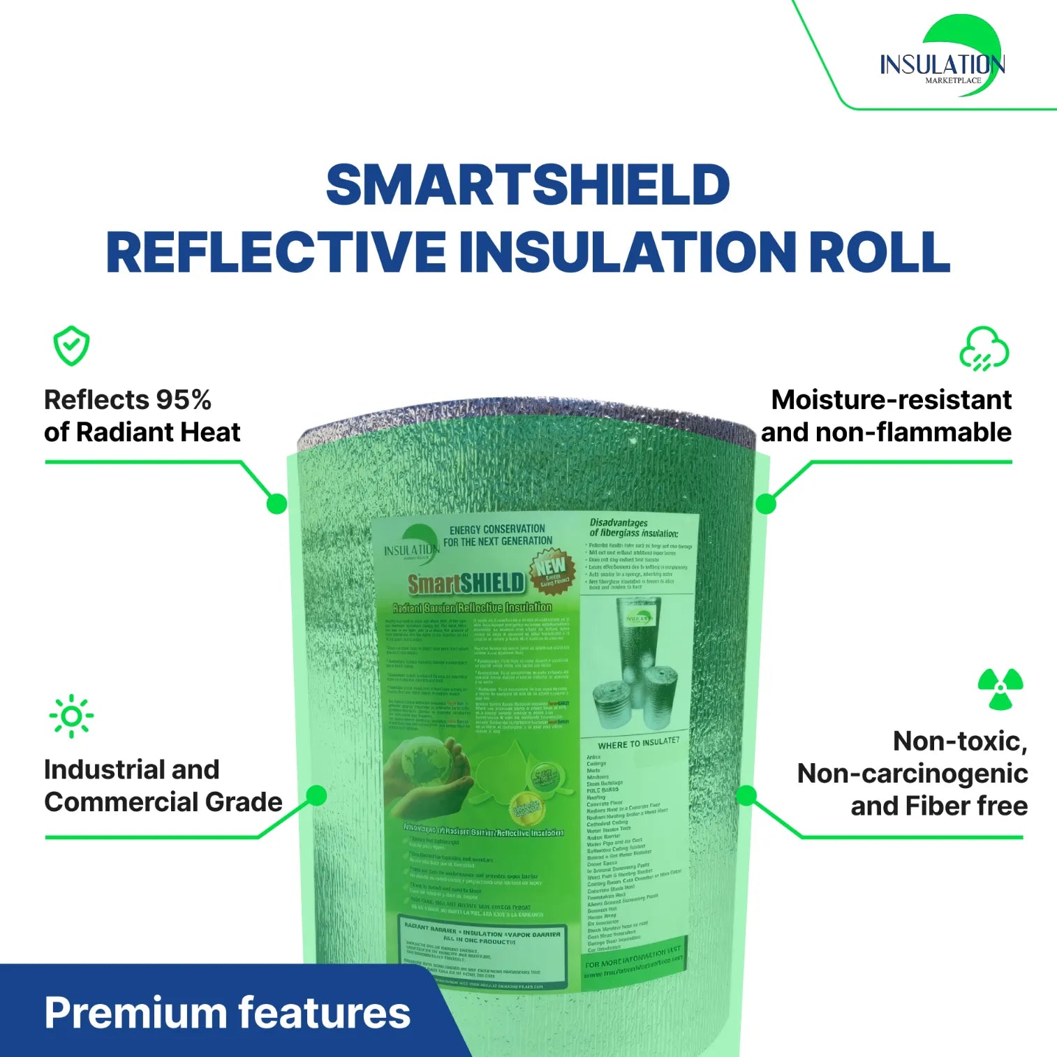 SmartSHIELD - 5mm Reflective Insulation Roll, Foam Core Radiant Barrier, Thermal Foil Insulation - ENGINEERED FOIL specification
