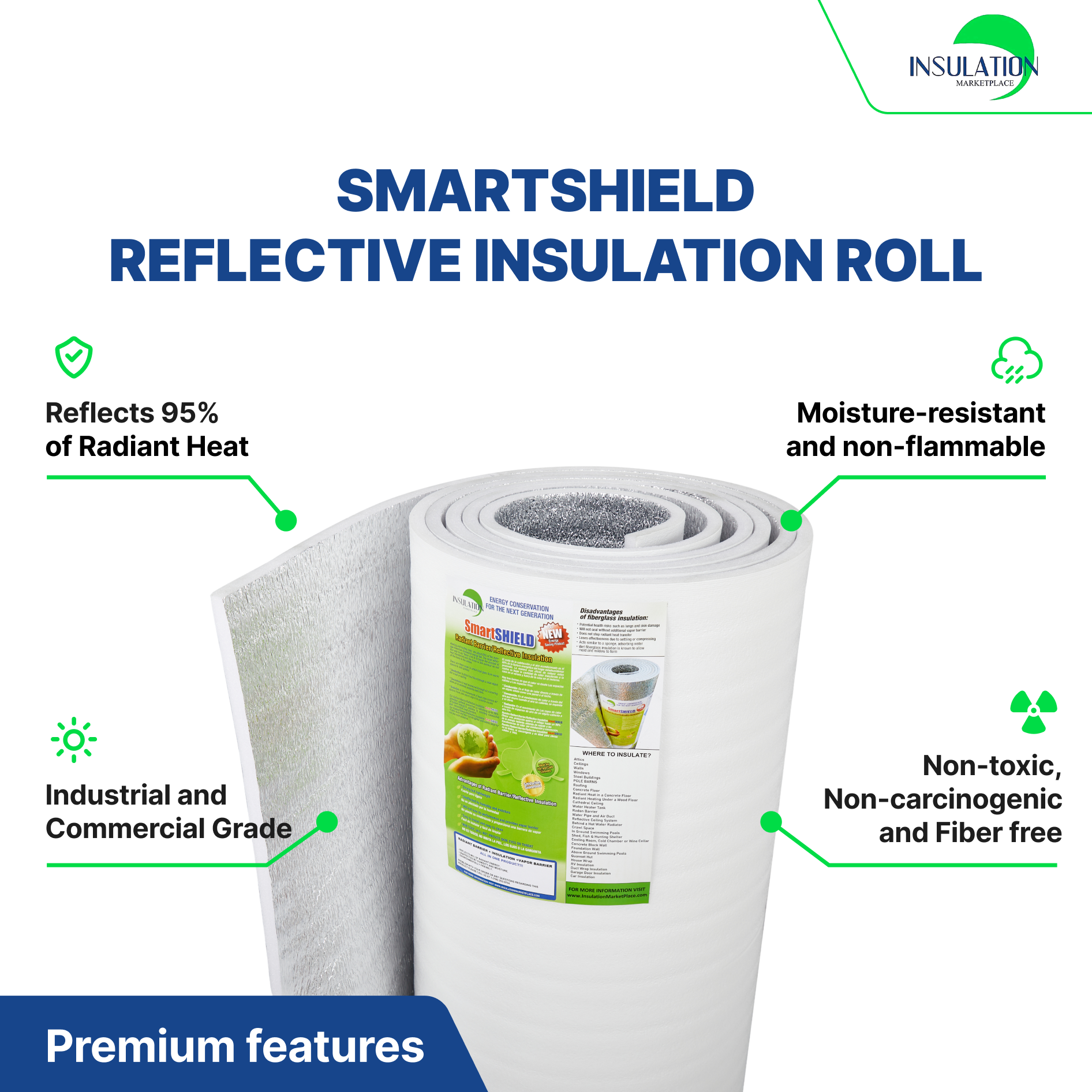 SmartSHIELD - 20mm Reflective Foam Insulation Roll - White/Foil
