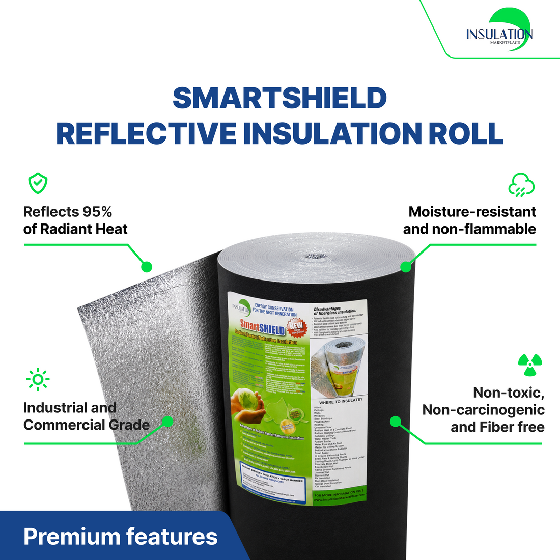 SmartSHIELD - 3mm Reflective Foam Insulation Roll - Black / Foil