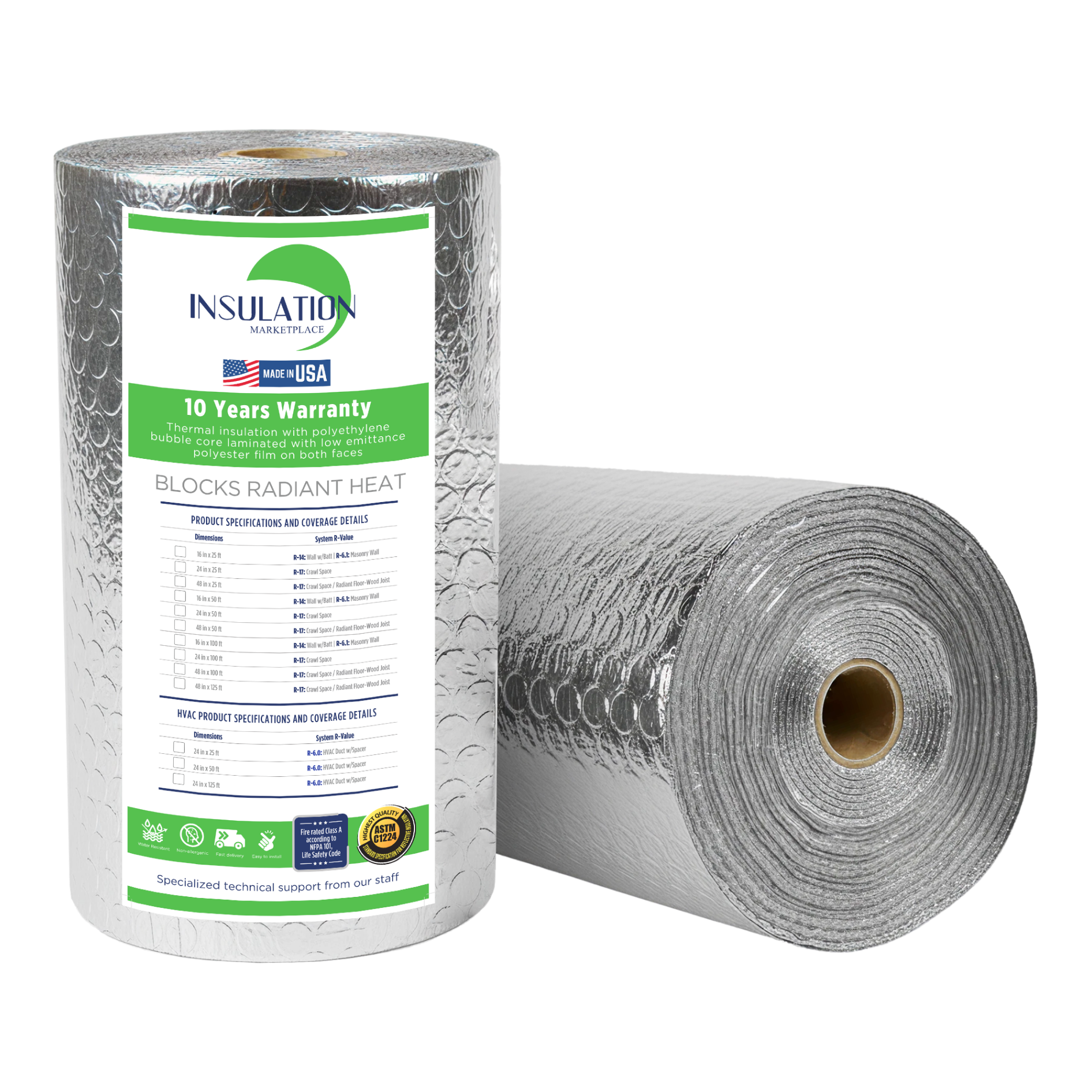 IES Double Bubble Reflective Foil Insulation – 48in X 150ft Roll, Industrial Strength