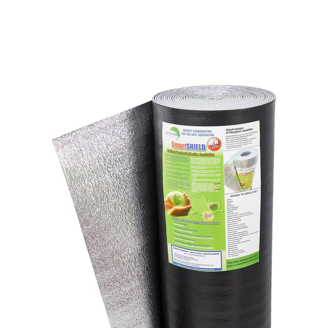 SmartSHIELD - 1/4 Inch Reflective Foam Insulation Roll - Black / Foil