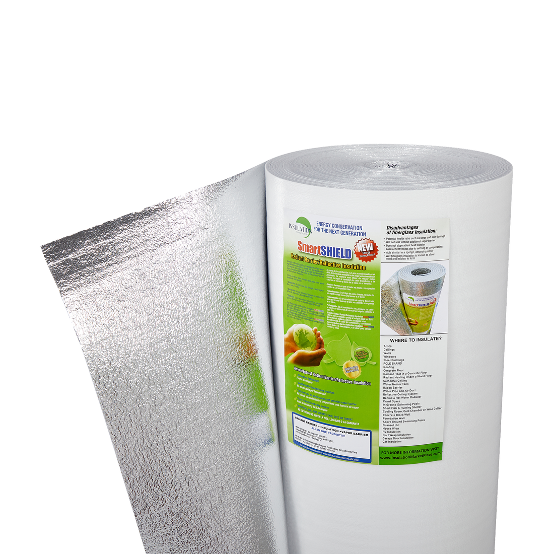 SmartSHIELD - 1/4 Inch Reflective Foam Insulation Roll - White / Foil