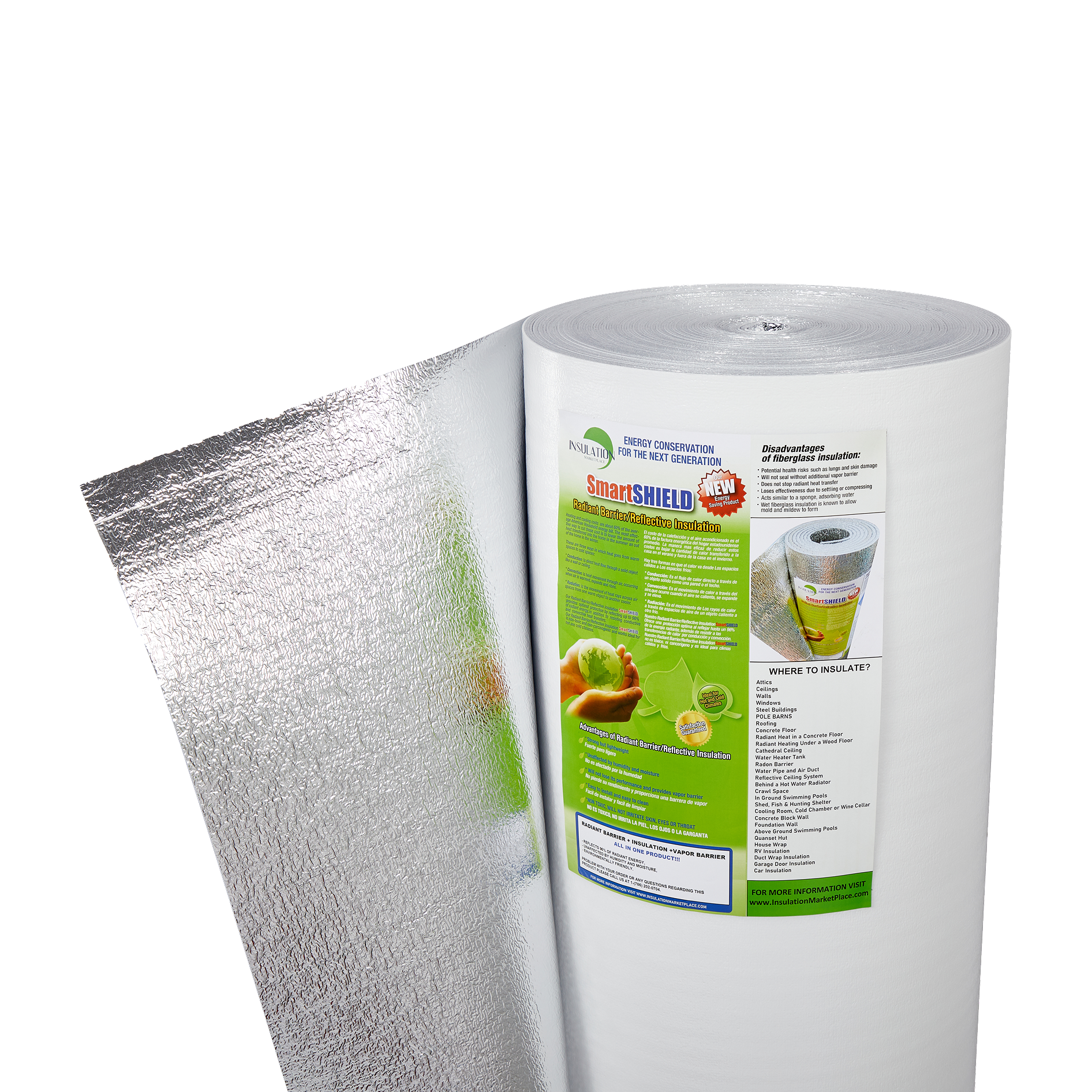 SmartSHIELD - 1/4 Inch Reflective Foam Insulation Roll - White / Foil