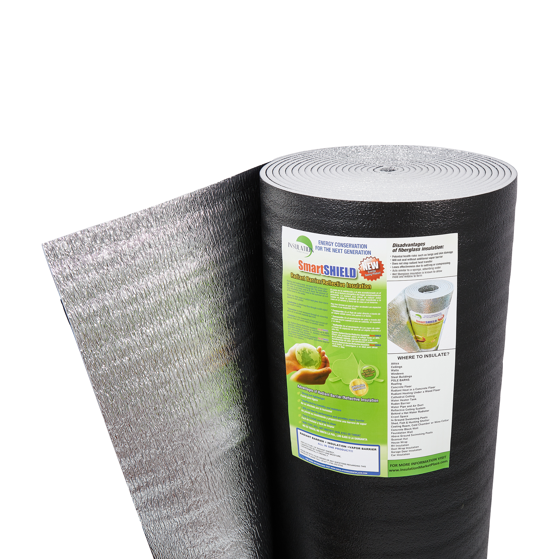 SmartSHIELD - 10mm R-20 Reflective Foam Core Insulation Roll - Black  Foil