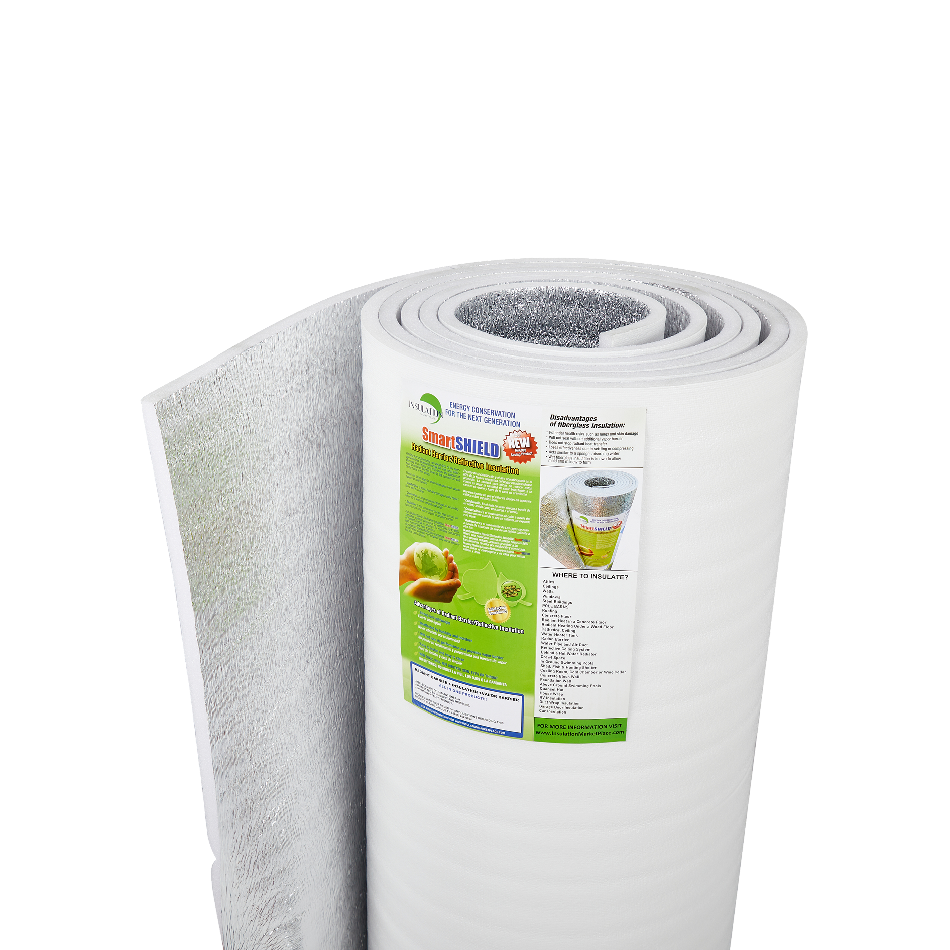 SmartSHIELD - 20mm Reflective Foam Insulation Roll - White/Foil