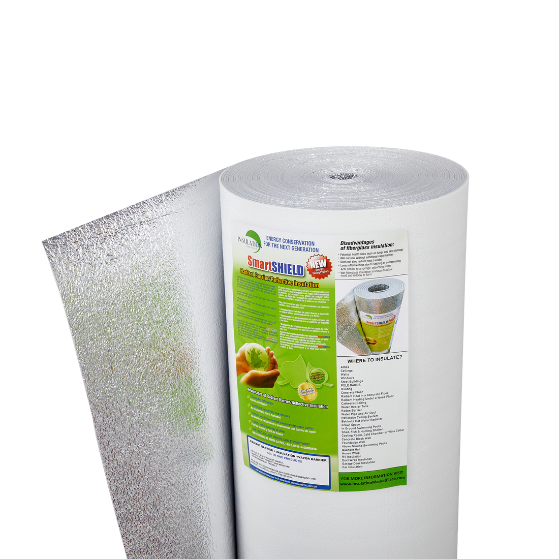 SmartSHIELD - 3mm Reflective Foam Insulation Roll - White / Foil